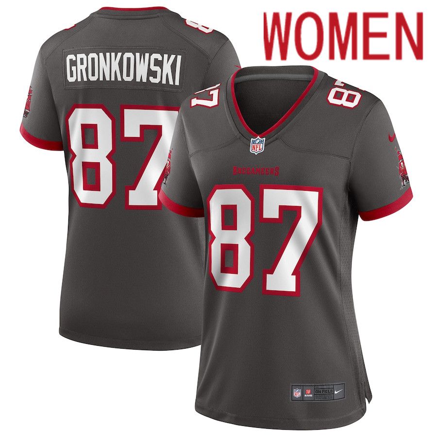 Women Tampa Bay Buccaneers #87 Rob Gronkowski Nike Pewter Alternate Game NFL Jersey->women nfl jersey->Women Jersey